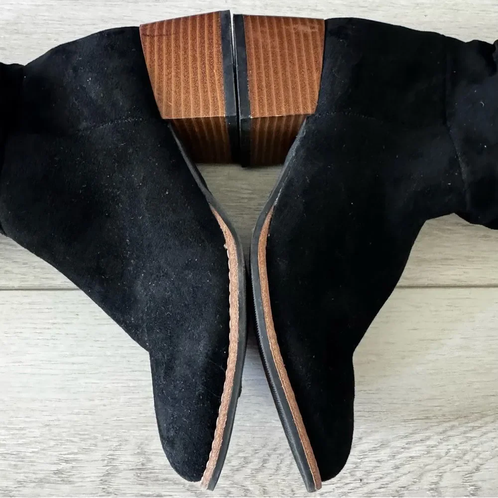 Steve Madden Luisa Black Micro Fiber Boots Girls Sz‎ 3 Big Kid Block Heel
